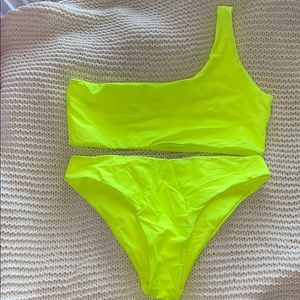 Neon one shoulder bikini NWOT